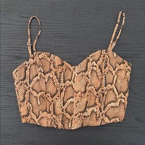 Zara Brown Reptile Print Bustier